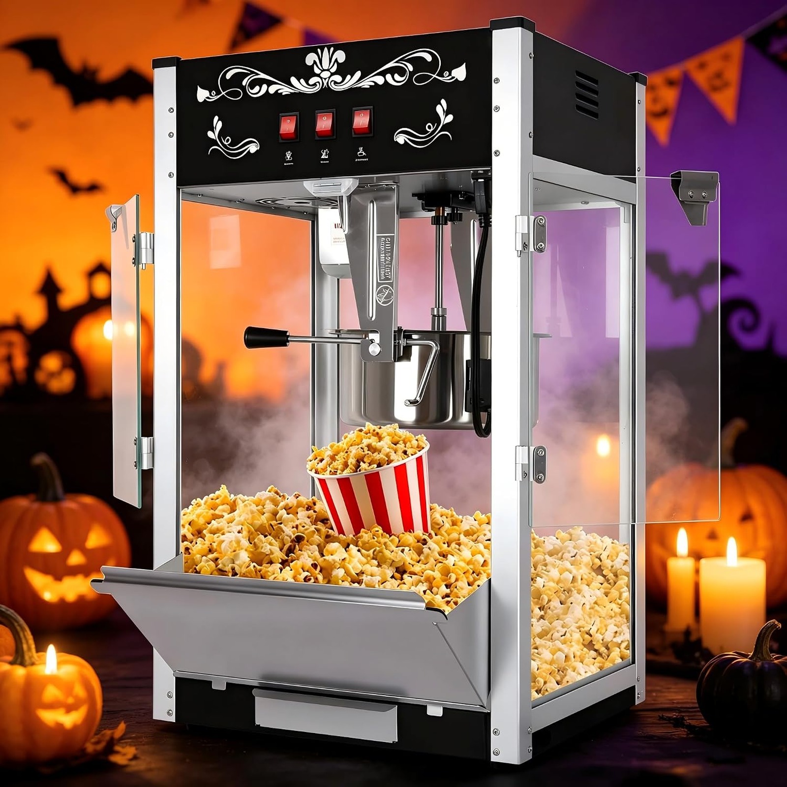30oz Black Countertop Commercial Popcorn Machine - product photo