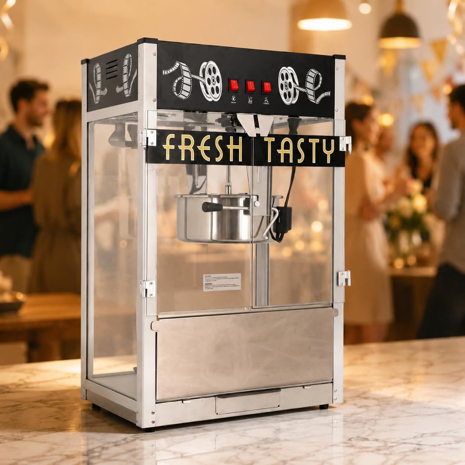 36oz Black Countertop Commercial Popcorn Machine - product photo