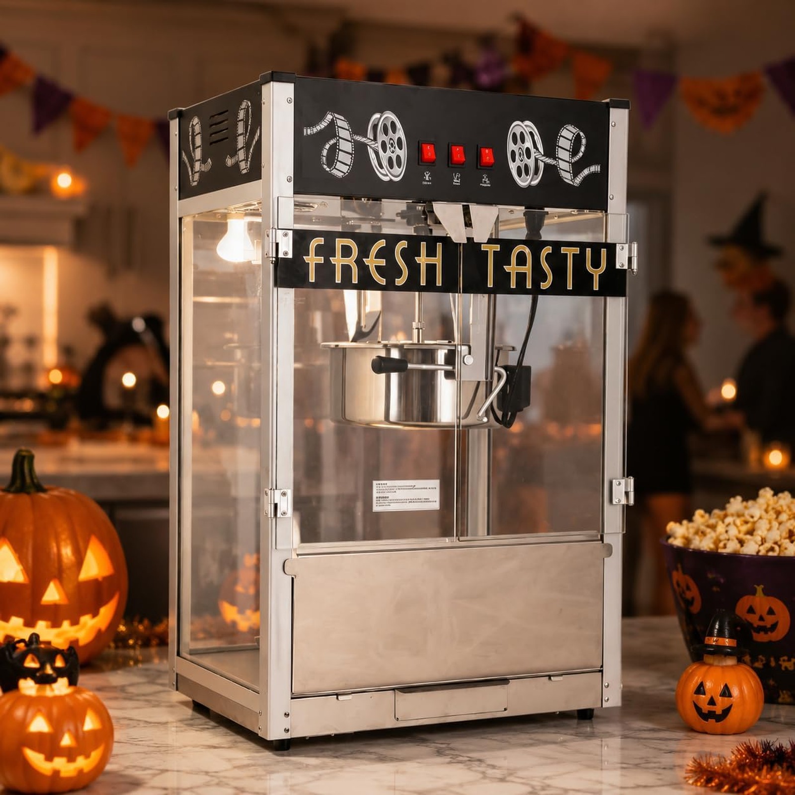 40oz Black Countertop Commercial Popcorn Machine - product photo