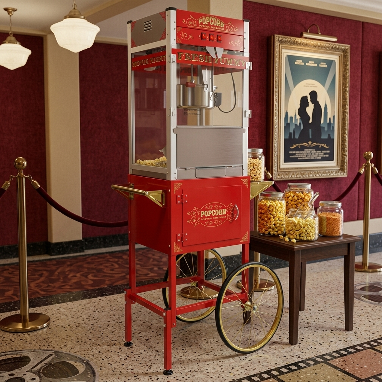 Popcorn cart selling multiple flavors
